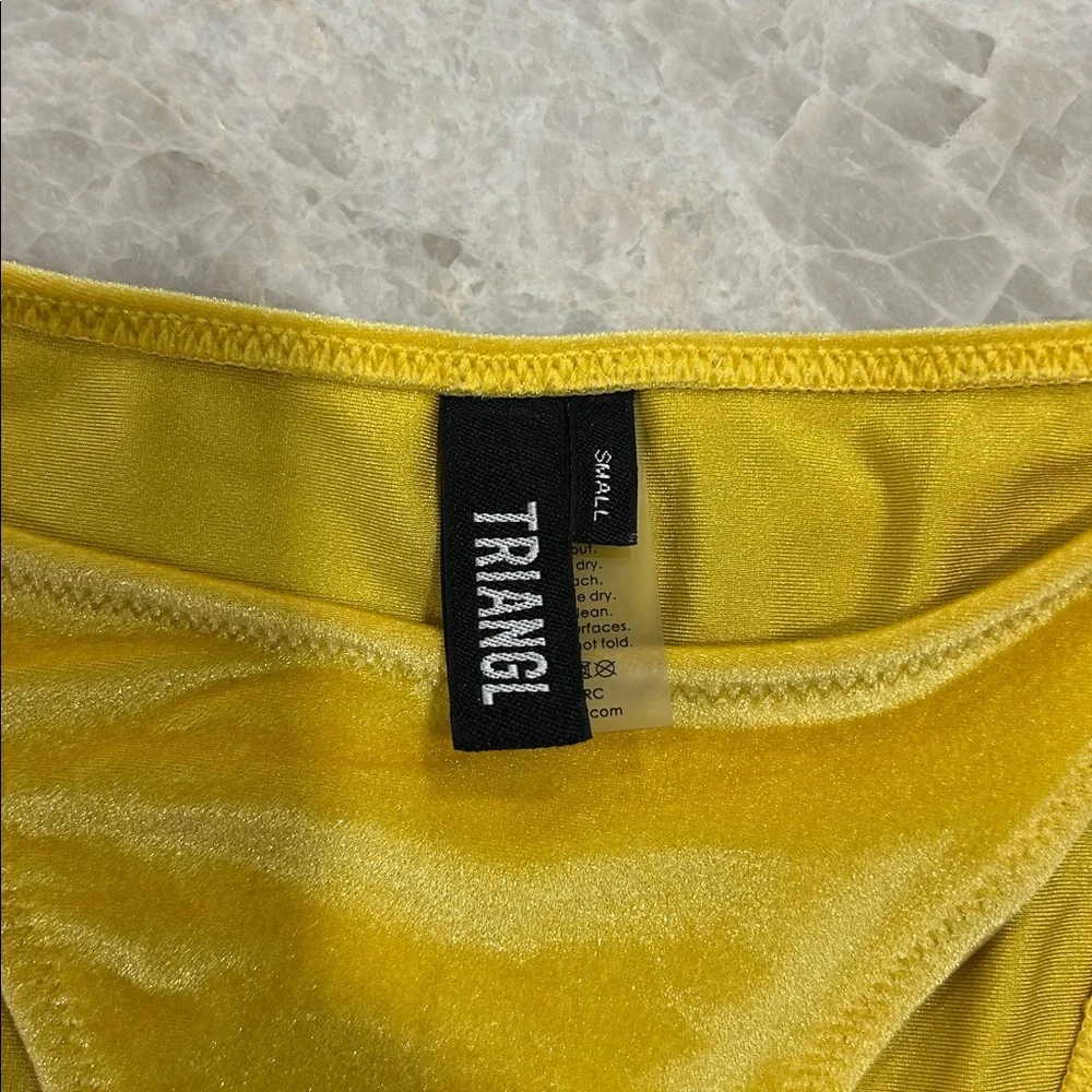 triangl swimwear Bright Yellow Velvet Triangle Bikini with Pouch